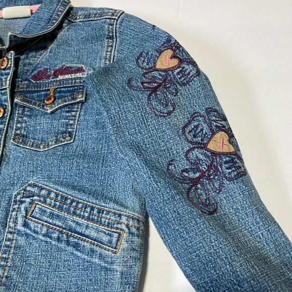 LEVI STRAUSS Signature Embroidered Purple Floral Flowers Denim Jacket Girls 4T - Picture 2 of 12